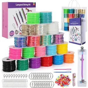 Lanyard String with Jig Bracelet Maker - 20 Rolls Gimp String, Boondoggle String Kit 1200  and 177 count Accessories for Friendship Bracelet, , Lanyard Making kit with 21 Patterns Instruction