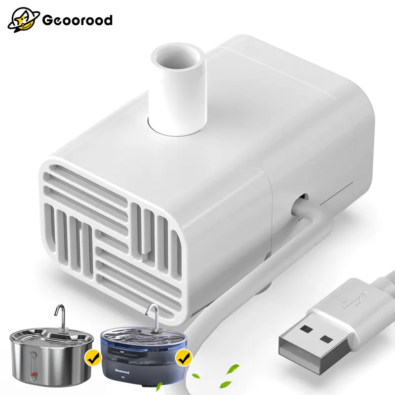 Geoorood Automatic Water Feeder Replacement Parts - White USB-Powered Accessory with USB Plug & Pump, LED Water Shortage Red Light Warning, Easy Installation