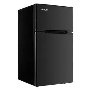 VEVOR Mini Fridge with Freezer, 3.2 Cu. Ft, Two Door Compact Refrigerator, Adjustable Temperature, Shelf, Energy Efficient Small Fridge, Reversible Door, Low Noise, for Bedroom, Dorm, Office, Black