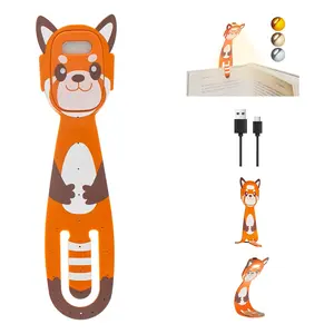 Book Lights for Reading at Night Portable Bookmark & Clip On USB Booklight for Readers in Bed Dimmable Brightness Small Cute LED Bedside Reading Lamp for Travel (Orange) Rechargeable-Back to school season
