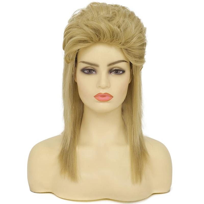 Blonde Mullet Wigs for Women 80s Costume Wig Curly Soft Heat Resistant Shoulder Length Hair Rocker Cosplay Synthetic Wigs (Blonde) Blonde Mullet Wigs for Women 80s Costume Wig Curly Soft Heat Resistant Shoulder Length Hair Rocker Cosplay Synthetic Wigs (Blonde)