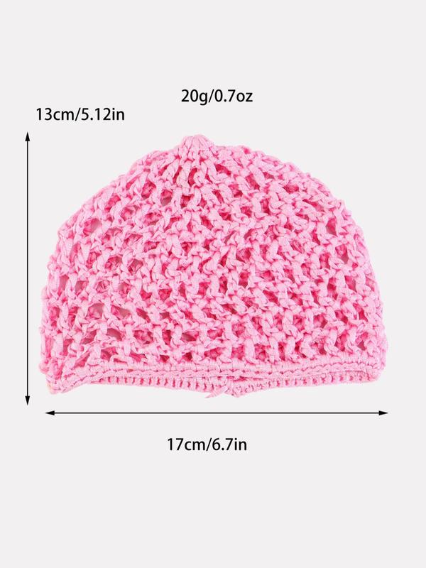 Pure Color Crochet Elastic Handmade Hair Band, Women's Hair Net Hat, Sleep Cap, Bath Cap, Shower Cap, Pure Color Hair Protection Cap