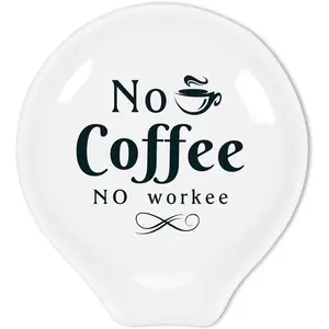 Funny Coffee Quote Ceramic Coffee Spoon Holder-Coffee Spoon Rest -Coffee Station Decor Coffee Bar Accessories-Coffee Lovers  for Women and Men (No Coffee No Workee)