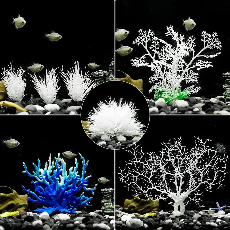 [Artificial Coral] 7 Pack White Realistic PVC Artificial Coral Reef | Vibrant Aquarium Plants, Detailed Texture, Marine Plant Ornament, Aquarium Landscape Decoration - Home Improvement.