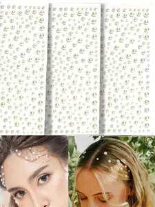 1000pcs Starry Sky Artificial Pearl Stickers Self-Adhesive Barrettes Hair Clips, Face Hair Eye Makeup Nail Body Crafts, All Seasons Casual Style