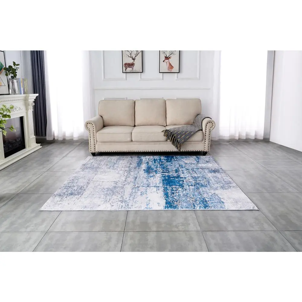 ZARA Collection Abstract Design Gray Turquoise Machine Washable Super Soft Area Rug