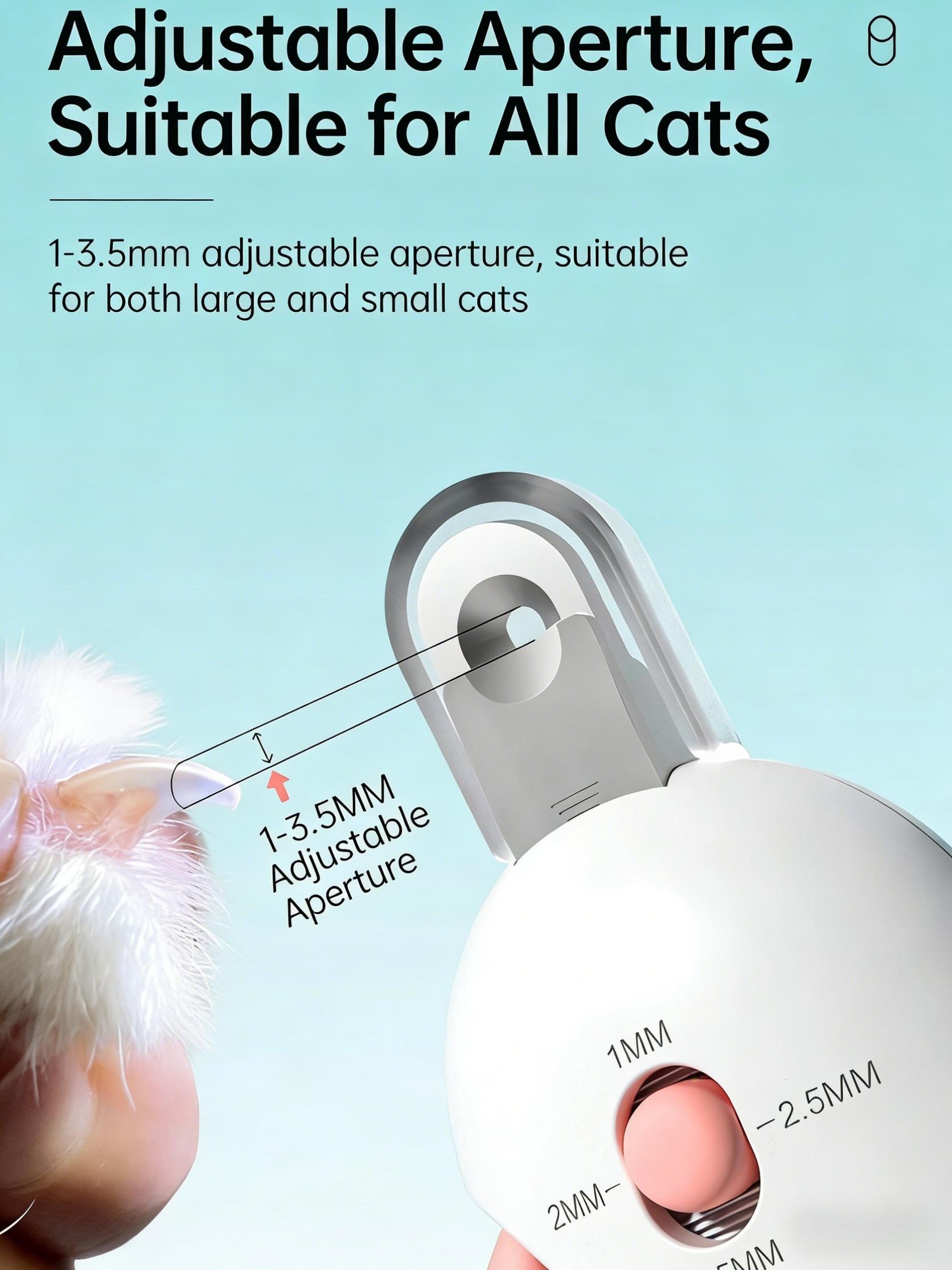 Cat Nail Clipper with 4-Size Adjustable Trimming Hole & Hidden Nail File | Safe Toenail Trimmer for Kittens & Puppies | Anti-Splash Claw Cutter for Pet Grooming