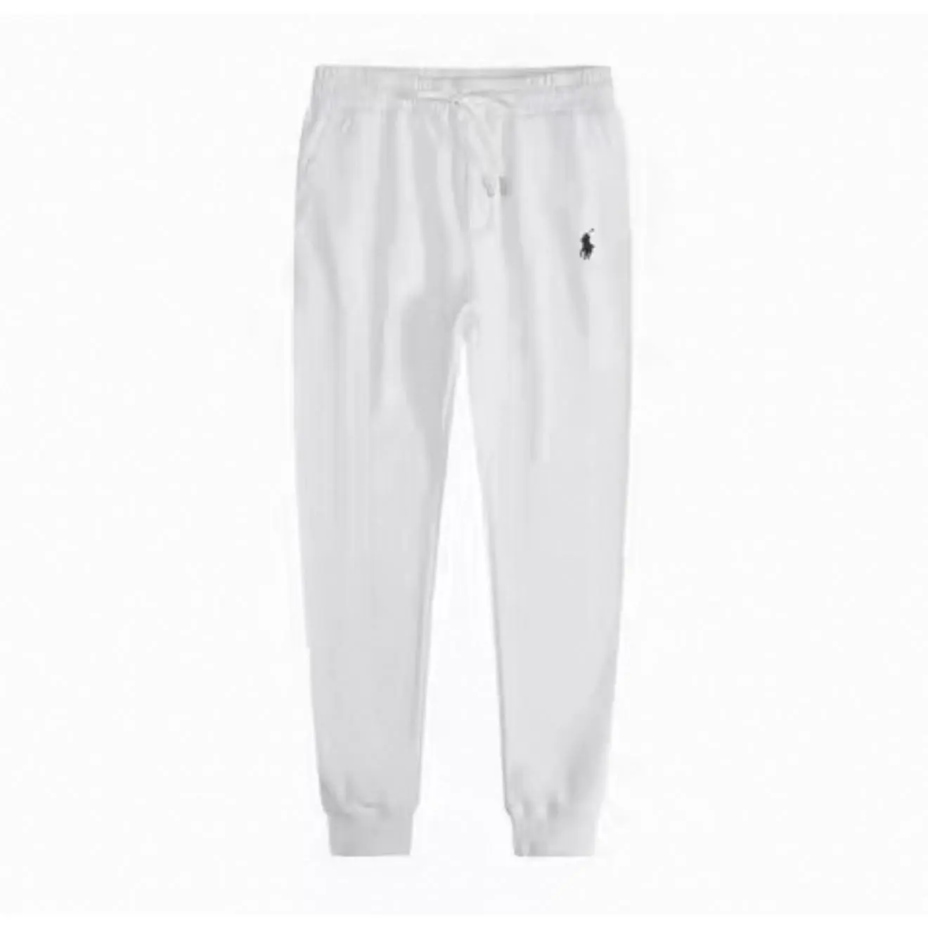 White blue label on sweatpants