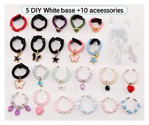 5Pcs Sets of White Figure Bases And 10 Pcs Accessories, Including 5pcs for Dachshund, Cocker Spaniel, Great Dane, And Short-Haired Cat Paintable Molds, Suitable for minilpsshop Enthusiasts, Along with 10 Additional  Additions