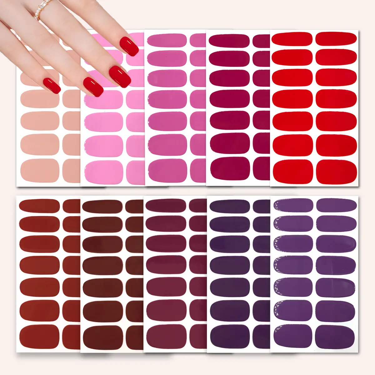10 Sheets & 2 Nail Files Pure Color, Nail Art Design Stickers, Full Wrap Self-Adhesive Nail Polish Strips, DIY Nails Manicure Decorations for Women Girls, Nail Manicure Kit, Nail Art Kits