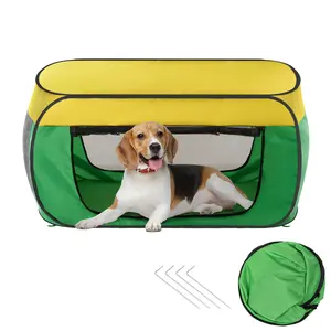 Foldable Travel Dog Crate , Portable Pop-Up Pet Kennel with Breathable Mesh, Waterproof & Easy to Clean, Indoor/Outdoor Use (Green）