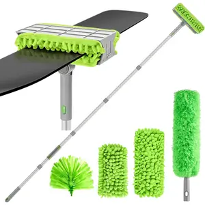 Ceiling Fan Cleaner Duster with 77" Extension Pole, 4-in-1  Microfiber & Chenille Fan  Cleaner, Bendable Fan Duster for Ceiling Fan  Blinds Baseboard Cobweb