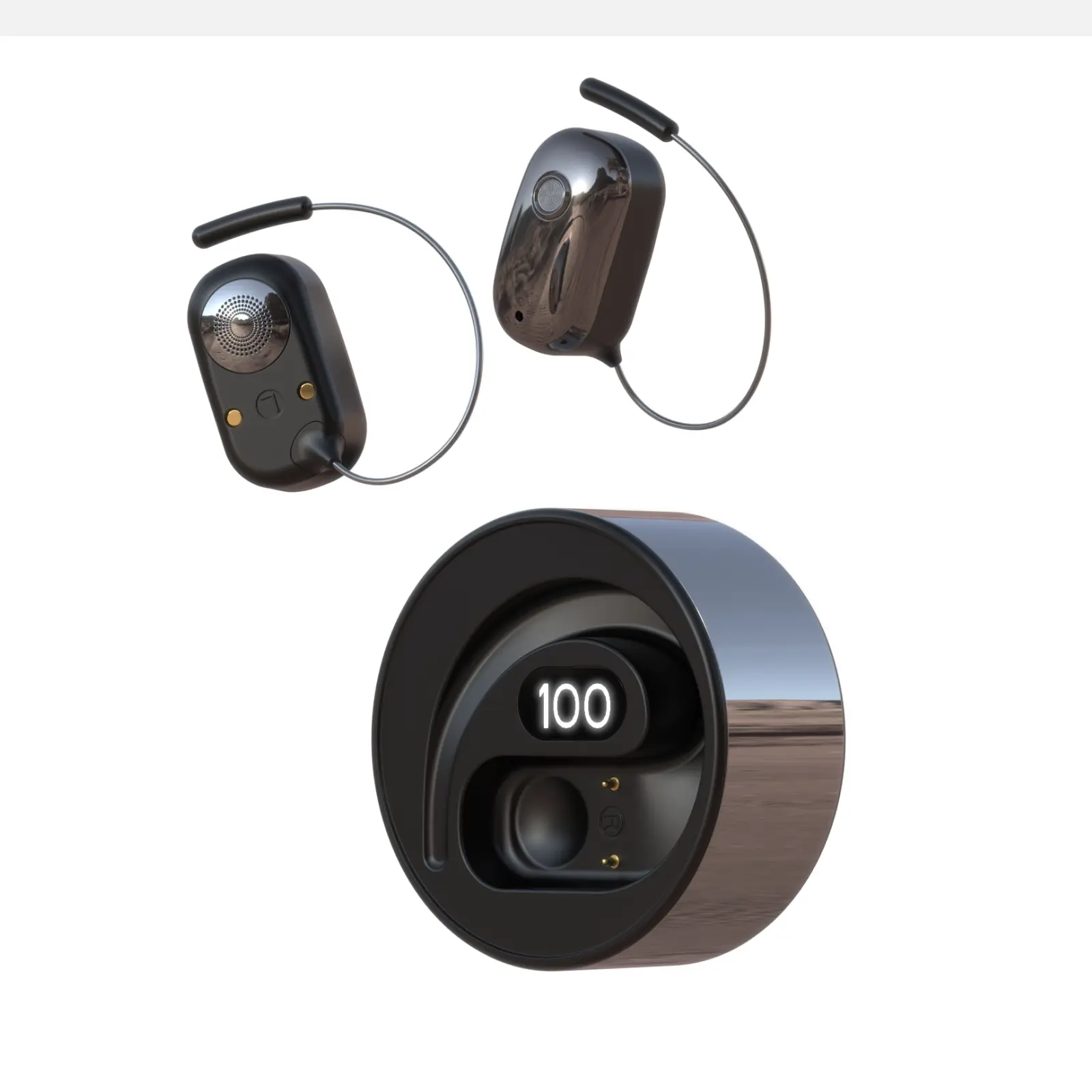 True Wireless Business Bluetooth 6.0 Earbuds, In-Ear Audio Headphones with Touch Control, Built-In Mic, Digital Noise Cancelling Headphone for Workout