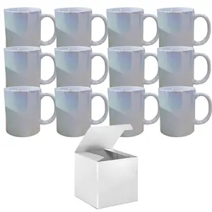 12-Pack 11 oz Pearl Iridescent Sublimation Mugs - Professional Grade - Included White Gift Box