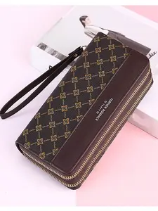 Multi-Function Vintage Style Women Wallet - Large Capacity Color Block Floral Design, Dual Zipper Phone Bag & Wristlet Clutch, Perfect Valentine's Gift