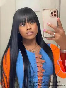 26 Inch Long Straight Wigs for Women, Gorgeous Fluffy Wigs with Bangs, Synthetic Hair Wigs for Daily Use, Synthetic Full Machine Wigs for Party