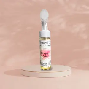 The Perfect Glow Turmeric Kojic Foam Cleanser with Silicone Brush 4 oz - Aloe Vera & Lemon Facial Wash for Gentle Cleansing & Skin Repair
