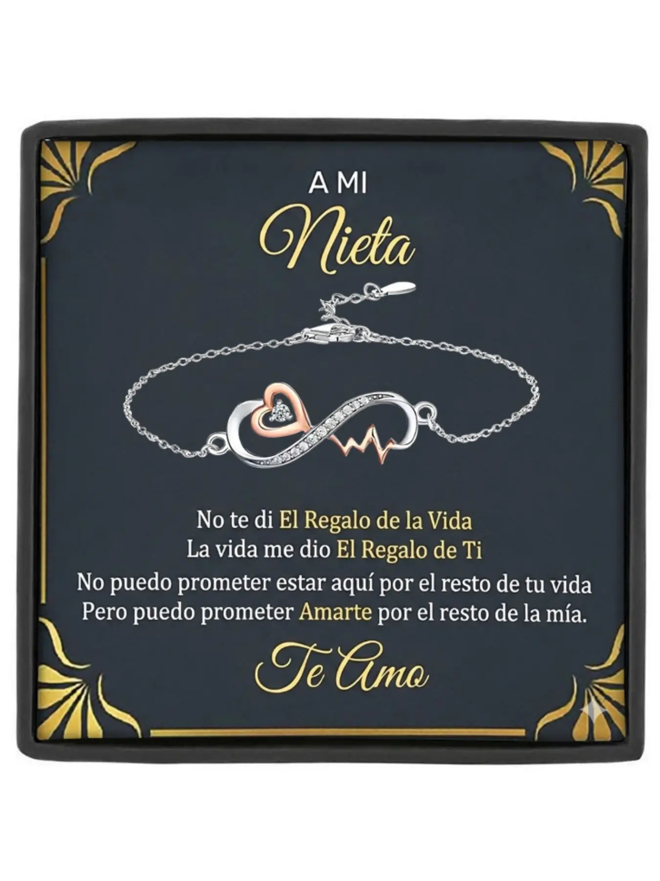 To Granddaughter Infinity Heartbeat Bracelet with Card and Gift Box EKG Bracelet for Her Birthday/Graduation Meaningful Gift From Grandparents