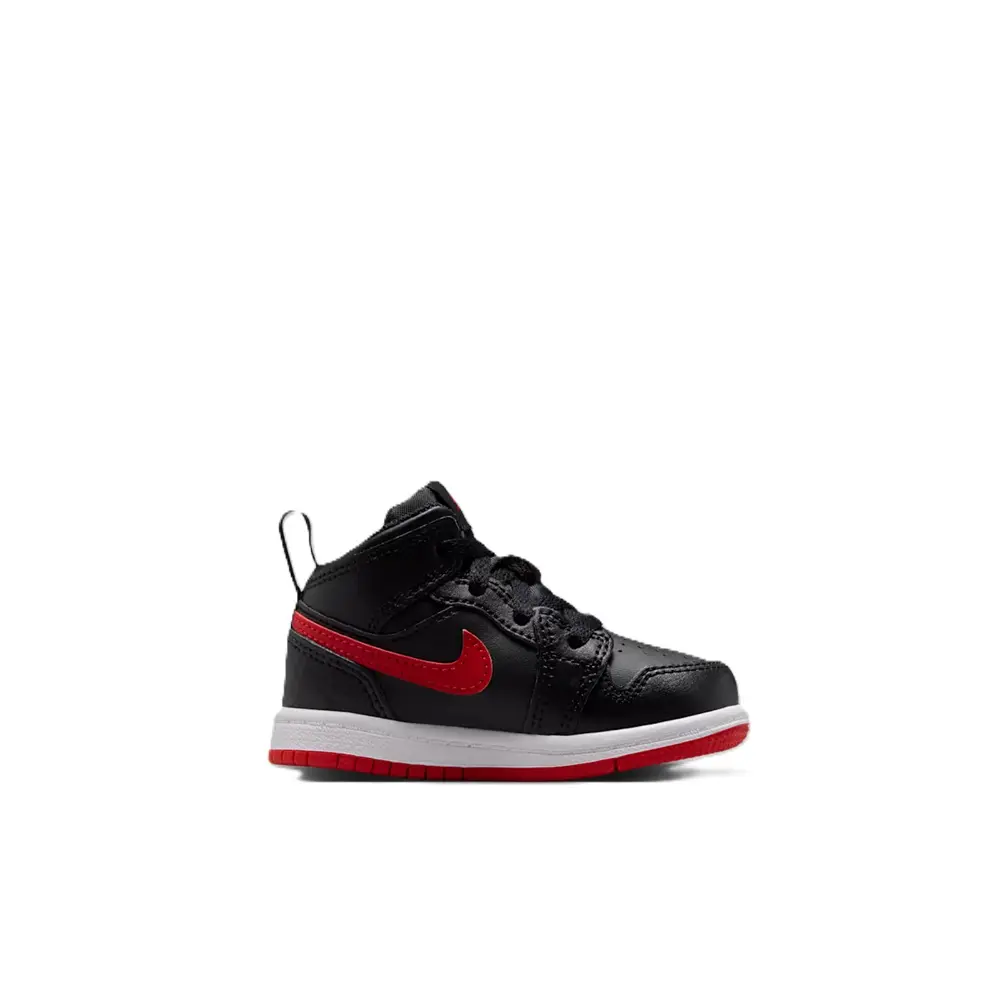 Toddler's Jordan 1 Mid Black/University Red-White (DQ8425 005)
