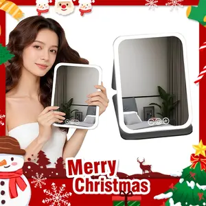 Portable LED Cosmetic Mirror, Foldable with 3 Color Lighting, Dimmable Touch Screen, Ideal for Students & Offices, Perfect Gift for Girls