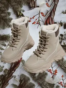 Women's High Top Snow Boots, Warm Cotton Shoes for Autumn & Winter, Anti-Slip Waterproof Outdoor Boots, Ideal for Daily Wear & Sports