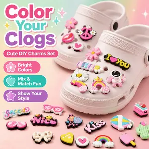 Random Color Cartoon Animal & Letter Pattern Shoe Charms, Random 32/50/100/200 pcs Cute Shoe Decorations for Clogs, DIY Footwear Accessories for Women & Girlfriends Gifts