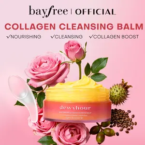 dewyhour Rose Makeup Remover Cleansing Balm - Gentle, Soothing, Nourishing Cosmetic for All Skin, Melts Stubborn Waterproof Makeup, 1-Step Hydrating Moisturizing Collagen Cleansing Oil & Facial Cleanser, Vegan Korean Skincare, 2.46 oz