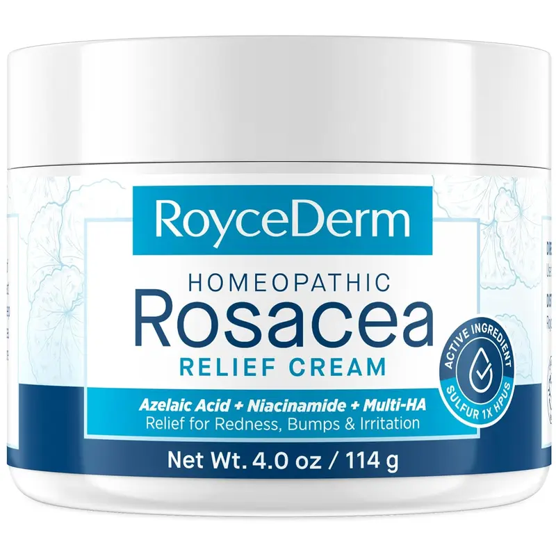 Roycederm Rosacea Treatment Calming Cream for Adults - Azelaic Acid, Niacinamide, Sulfur, Centella Asiatica Daily Moisturizer & Mist, Eczema & Face Redness Relief