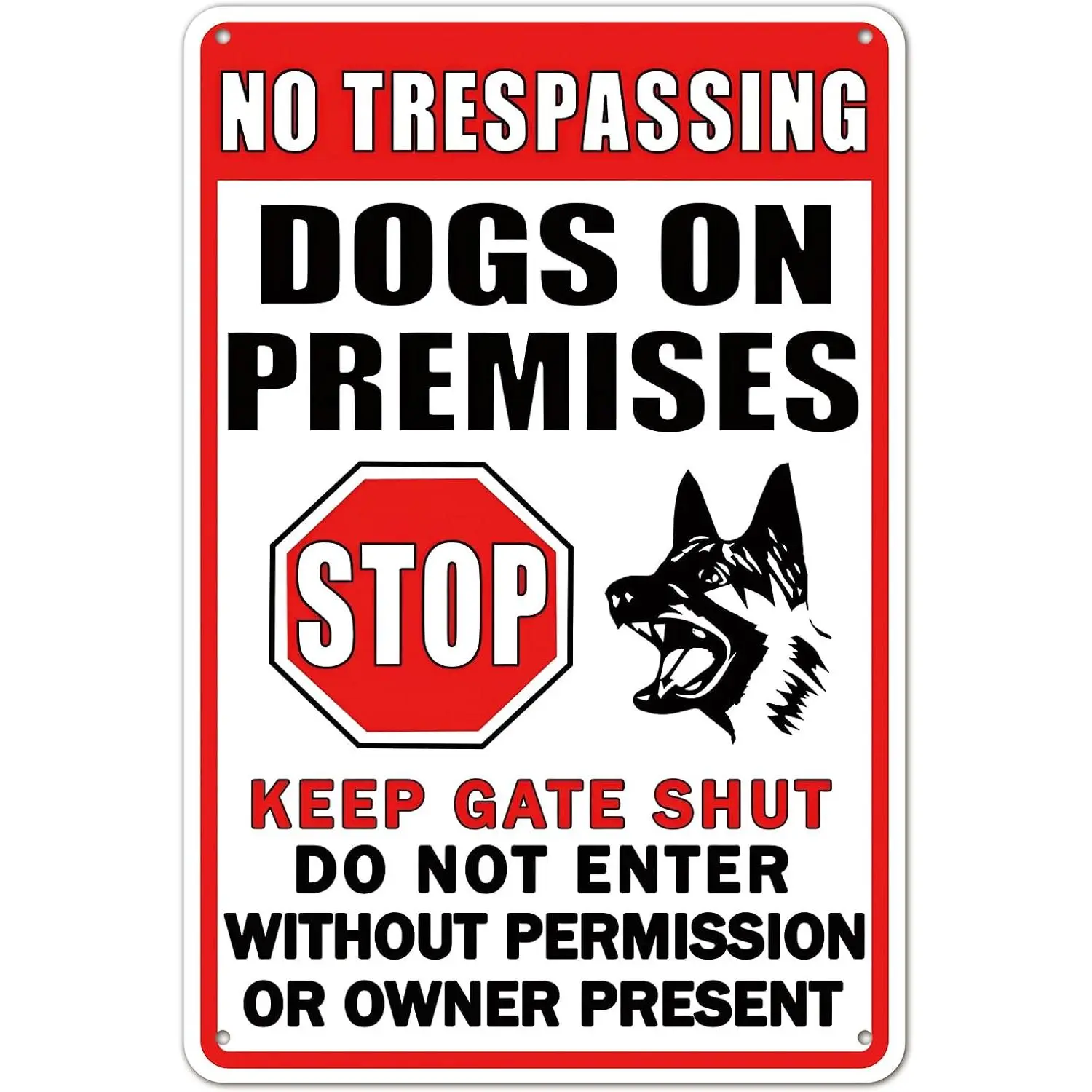 Funny Beware Of Dog Sign Warning,No Trespassing Dog On Premises Keep Gate Shut Signs 8 X 12 Inch Do Not Enter Sign Great For Garden And Yard Wall Deco (008)