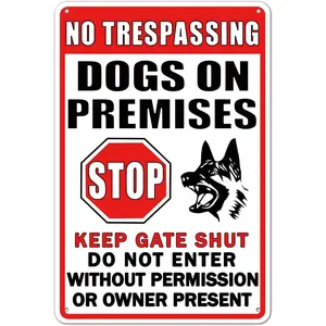 Funny Beware Of Dog Sign Warning,No Trespassing Dog On Premises Keep Gate Shut Signs 8 X 12 Inch Do Not Enter Sign Great For Garden And Yard Wall Deco (008)