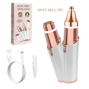 1 Set Portable Facial Hair Remover, 2-In-1 Electric Eyebrow Trimmer, LED Light Lip and Body Hair Removal Tool, Personal Care Appliances, Multifunctional Hair Shaver, Rechargeable Women's Razor Gift