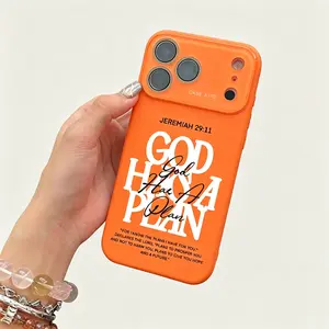 Fashion God Has A Plan Print Dopamine Ins Style Solid Color Phone Case with Ultra Skin friendly Touch,Phone Case with Camera Lens Protectors Suitable for Apple 17 16 15 14 13 12 Pro max,JEREMIAH 29:11 summerwins