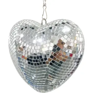 8 Inch  Mirror Disco Ball, Reflective Stage Disco Mirror Ball Ornaments, Heart Shaped Cute Disco Balls for Party, Wedding, Valentine's Day
