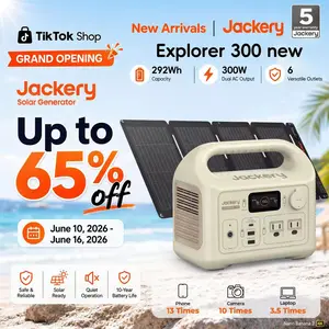 [Opening Ceremony]  Jackery Solar Generator 300, 292Wh Power Station, 300W Pure Sine Wave AC Outlet for RV Outdoors Camping Travel Blackout(Dune White)