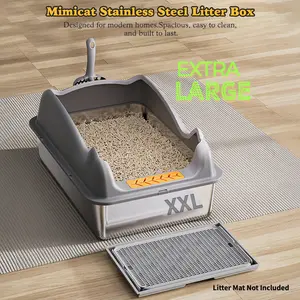 Extra Large Stainless Steel Cat Litter Box With Lid, Metal Litter Box For All Size Cats Multiple Cats, XL Litter Box With High Sides, Odors Control, Non-Sticky, Easy Clean, Anti-Splash And Anti-Urine Leakage, Durable, With Scoop