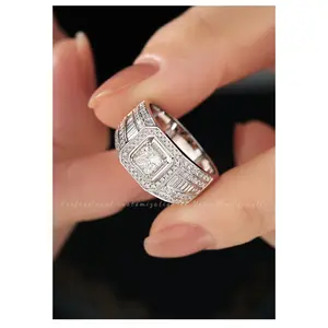 Luxury Temperament White Synthetic Cubic Zirconiaia rings for men,engagement rings,mens wedding bands,men's valentine's,men's accessories