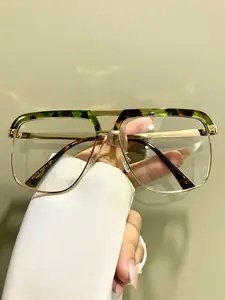 Double Beam Glasses, Fashionable Retro Frog-Shaped Eyeglasses, Metal Frame Eyewear for Men and Women