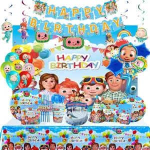 Cocomelons Themed Party Decor Baby Shower Decorations Disposable Cutlery and Balloons Venue Decoration Props Holiday Supplies