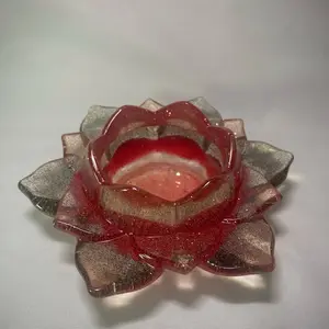 Candle Holder - Flower Shaped Design with Red Accents, Elegant Craftsmanship, Ideal for Candles