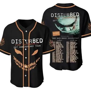 Disturbed Band Baseball Jersey The Sickness 25th Anniversary Tour Baseball Jersey