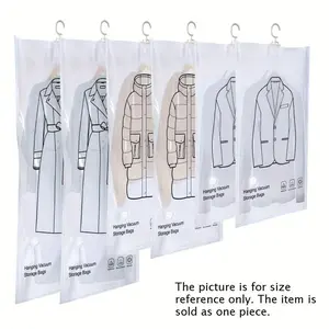 3-Piece Hanging Vacuum Storage Bags, Reusable Compression Bags with Hand Pump, Space-Saving Clothes Organizer, Ultra-Thick Extended Storage Bag, Hangable