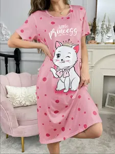 Polka Dot Princess Cat Home Skirt, Soft Cute Style, Perfect for Sleepovers and Relaxing at Home, Must-Have Loungewear