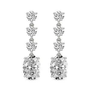 Lab Diamond Fashion Earrings Platinum 5Ct Elysium Flower Fashion Lab Diamond Stud Earrings F-G Color, VS Diamond, IGI Certified - Friendly Diamonds