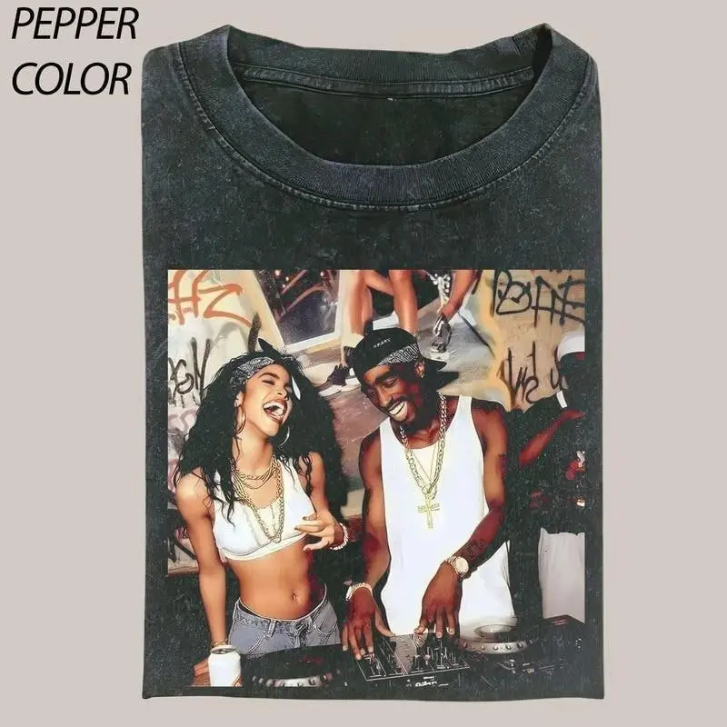 Vintage 90s Aaliyah and Tupac T-Shirt, Music Band T-Shirts, HipHop Y2K Retro Shirt, Unisex Graphic Tee, Womenswear Menswear Top
