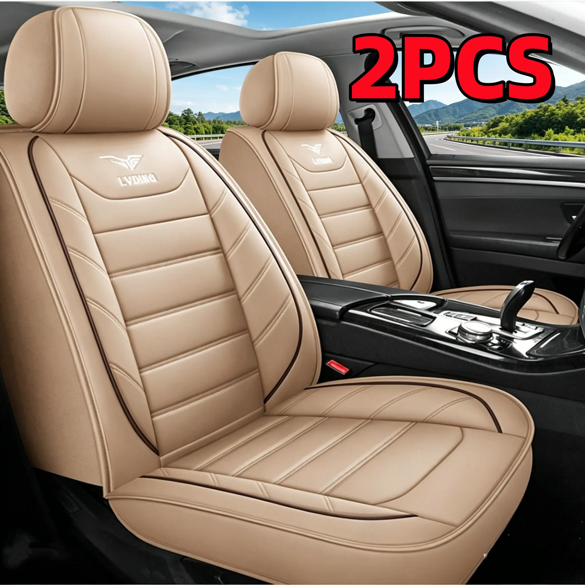 2PCS PU Leather Car Set Seat Cushions - Full Coverage Front Seat Upholstery Guard, Automotive Interior Protective Accessory, Aesthetic Upgrade, Multiple Color Options, Universal Fit for All Cars