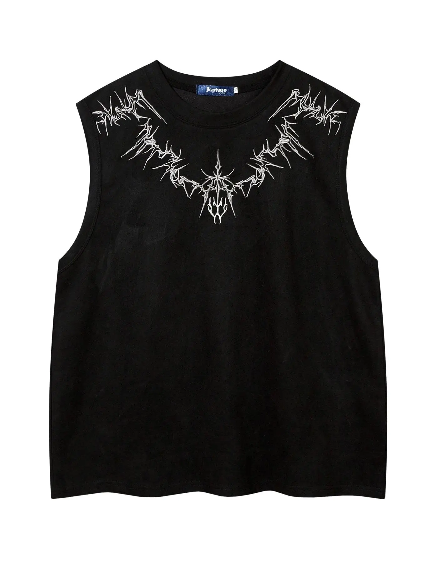 Men's Loose Graphic Embroidery Round Neck Tank Top, Casual Sleeveless Crew Neck Top for Summer, Fashion Men's Top for Daily Wear