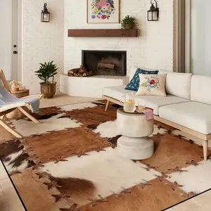 Animal Print Plaid Pattern Puzzle Design Rug, 1 Count Non-slip Washable Soft Floor Mat, Decorative Carpet for Home Living Room Bedroom Study Room, Room Decor for Men
