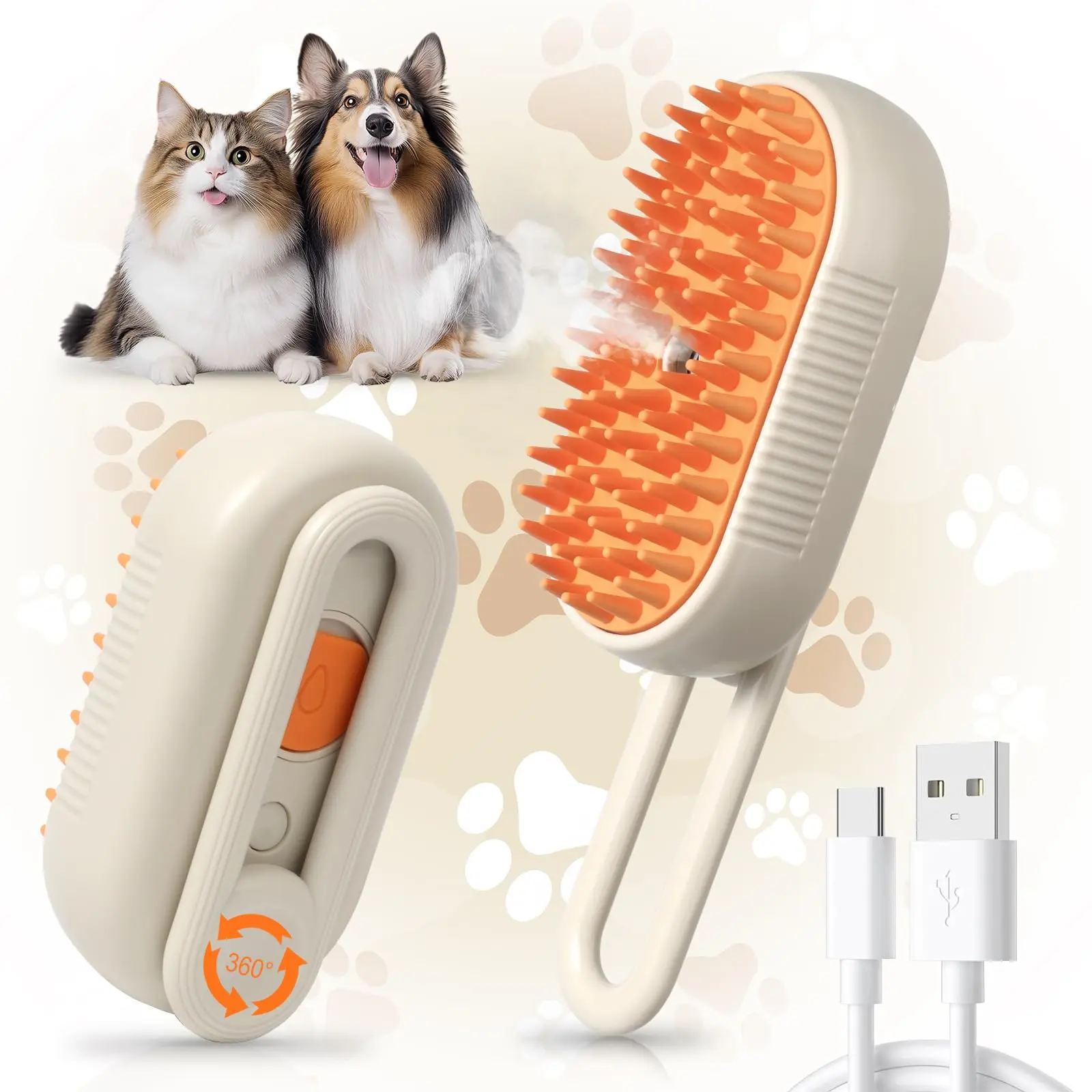 Pet Steam Brush,Cat & Dog Hair Remover, Adjustable Pet Hair Remover,Pet Steamy Mist,Steam Pet Brush for Pet Hair 4-IN-1 Steamy Cat Brush Grooming Comb for Dogs Steam Brush for Cats Remove Flying Fur Steam Advanced Pet Hair Removal Comb pet pal brush