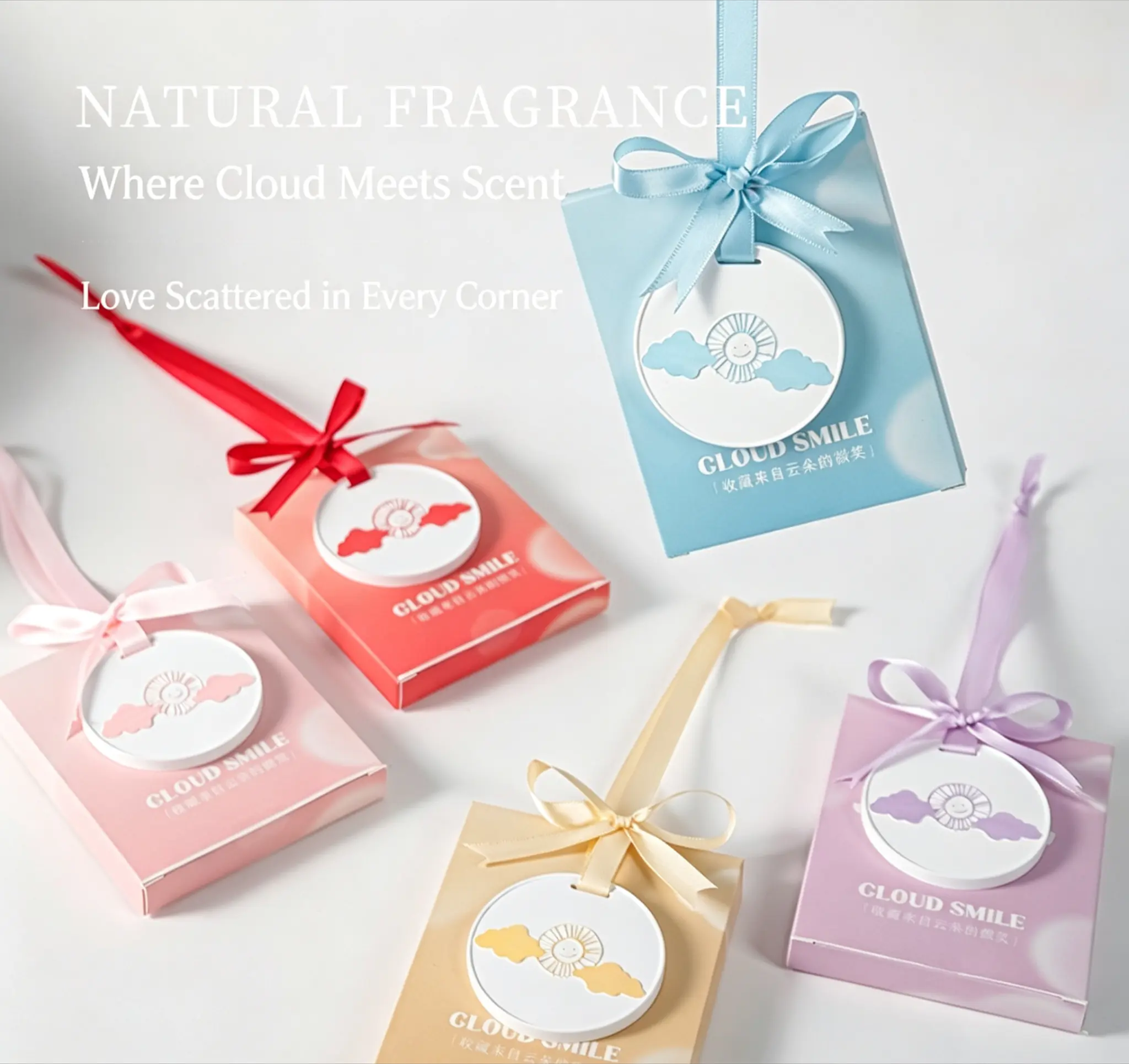 Cloud Smile Gypsum Scent Hanging Ornament, Reusable Essential Oil Diffuser for Car & Closet