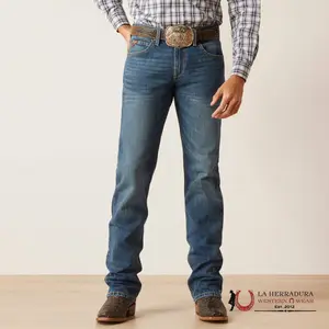 Ariat Mens M7 Brighton Ezra Slim Straight Leg Fit 10045388 Dark Blue Denim Mid Waist Below Ankle Casual Pocket Jeans Fashion Menswear